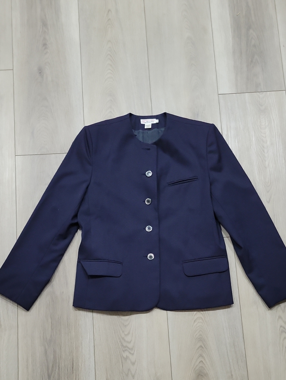 Talbots Navy Collarless Wool Women's Blazer